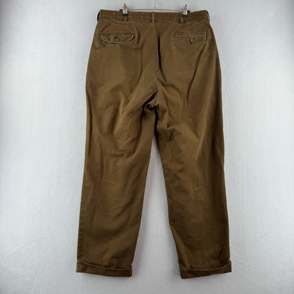 Vintage Polo Ralph Lauren Pants Mens 36x30 (Fits 35x29) Brown Pleated Cotton - Picture 5 of 16